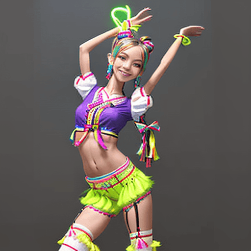 AI generated: Full-length bdy profile photo of a skinny slim petite female posing with arms raised and hands behin...