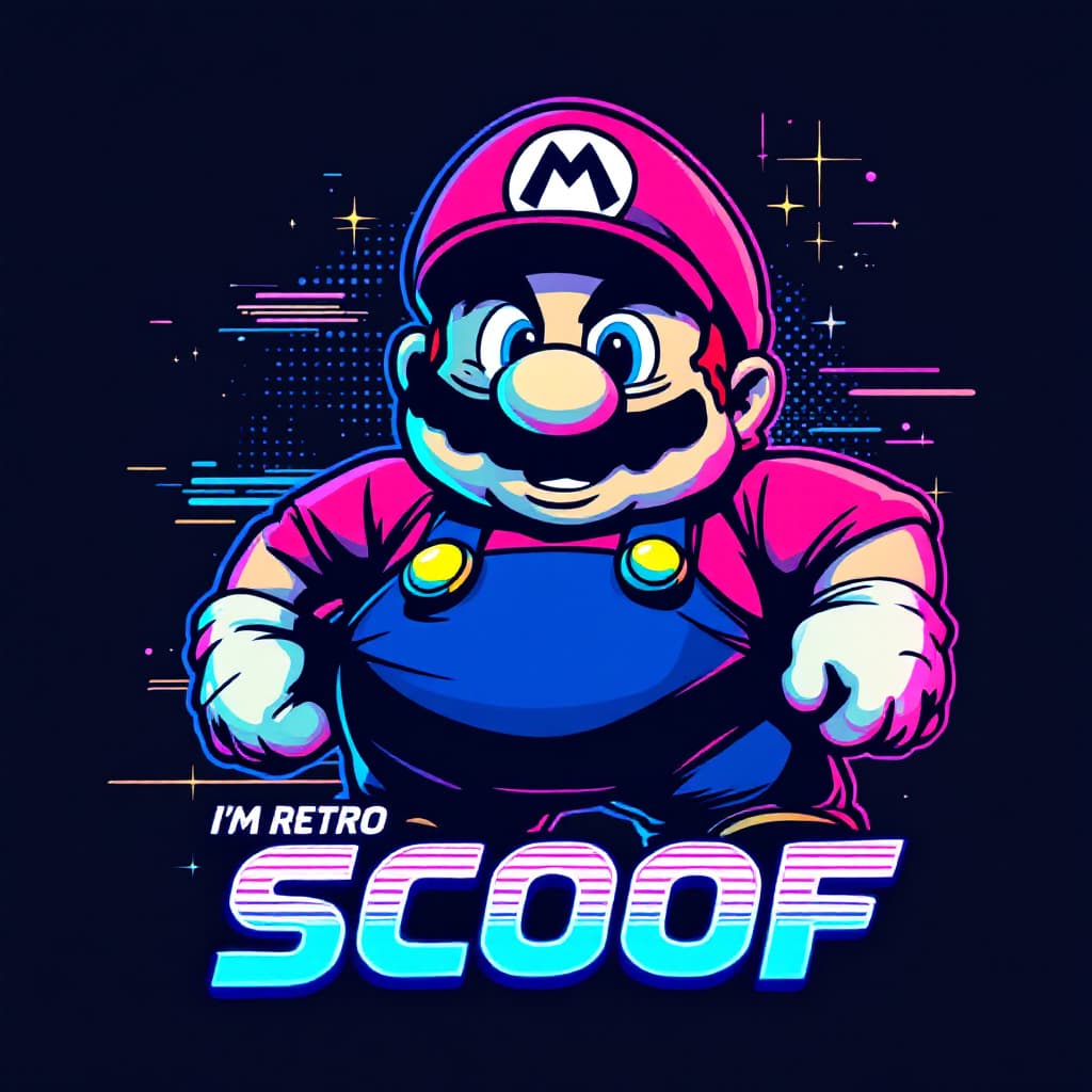 AI generated: High-quality, ultra-detailed anime-style illustration of Bold fat Mario in a dynamic retro pose. The...