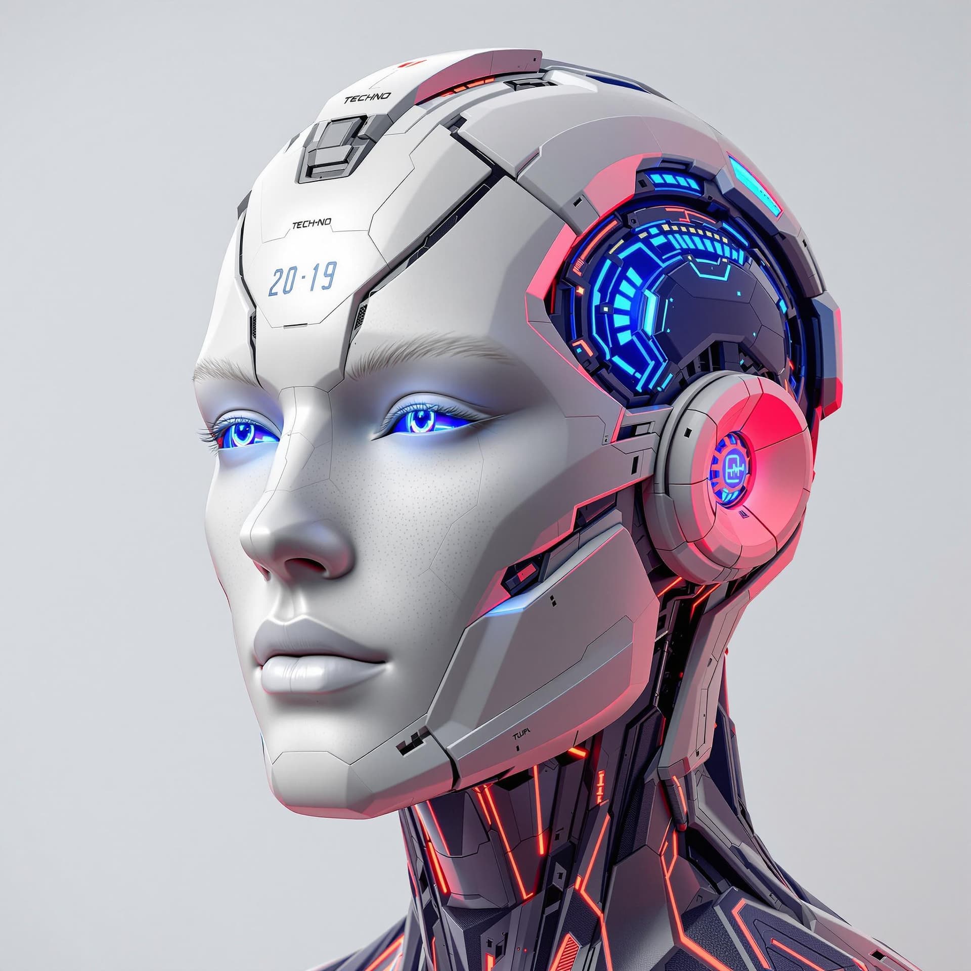 AI generated: 3d Techno hybrid  head