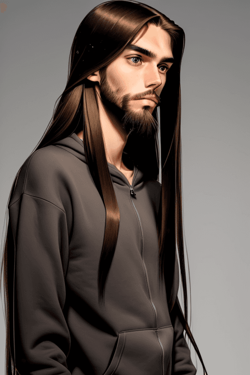 AI generated: Man, 20yo, tall, slim, long straight hair, light brown hair, gray eyes, short full beard, serious fa...