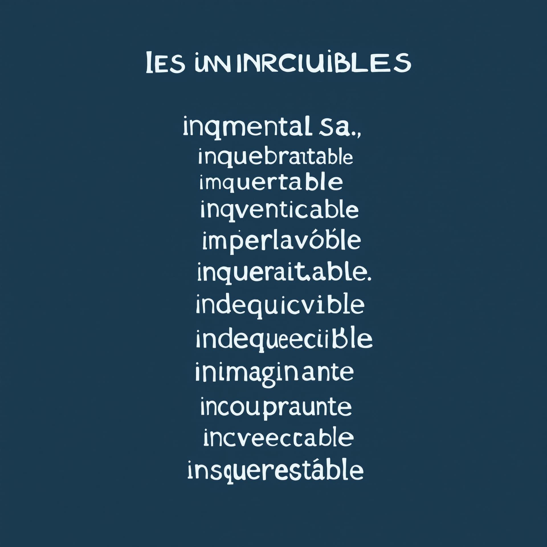 AI generated: letra i de la pelicula de los increibles, compuesta de las siguientes palabras en español inmensa, i...
