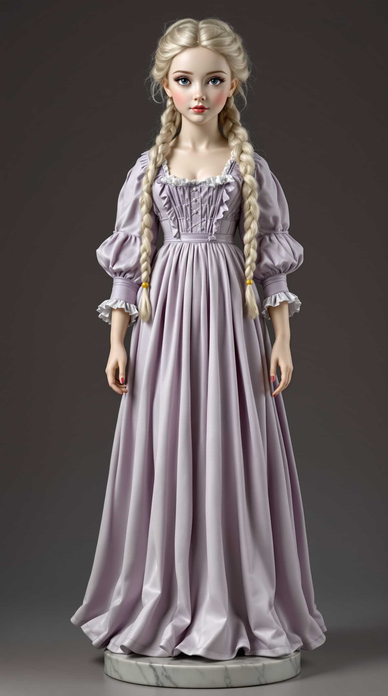 AI generated: A professional photograph captures the exquisite antique porcelain figurine of a twelve-year-old gir...
