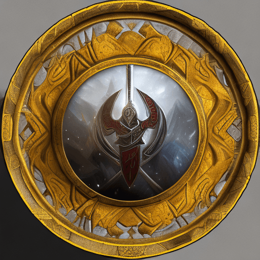 AI generated: Fantasy Token of a mid-age warrior with a sword an a round shield in the style of The Dark Eye