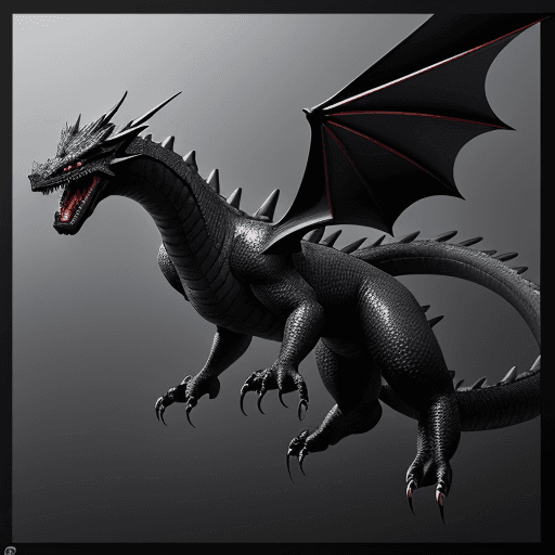 AI generated: black dragon, Friendly, nice, helpful, flying, friendly, closed mouth, photorealistic