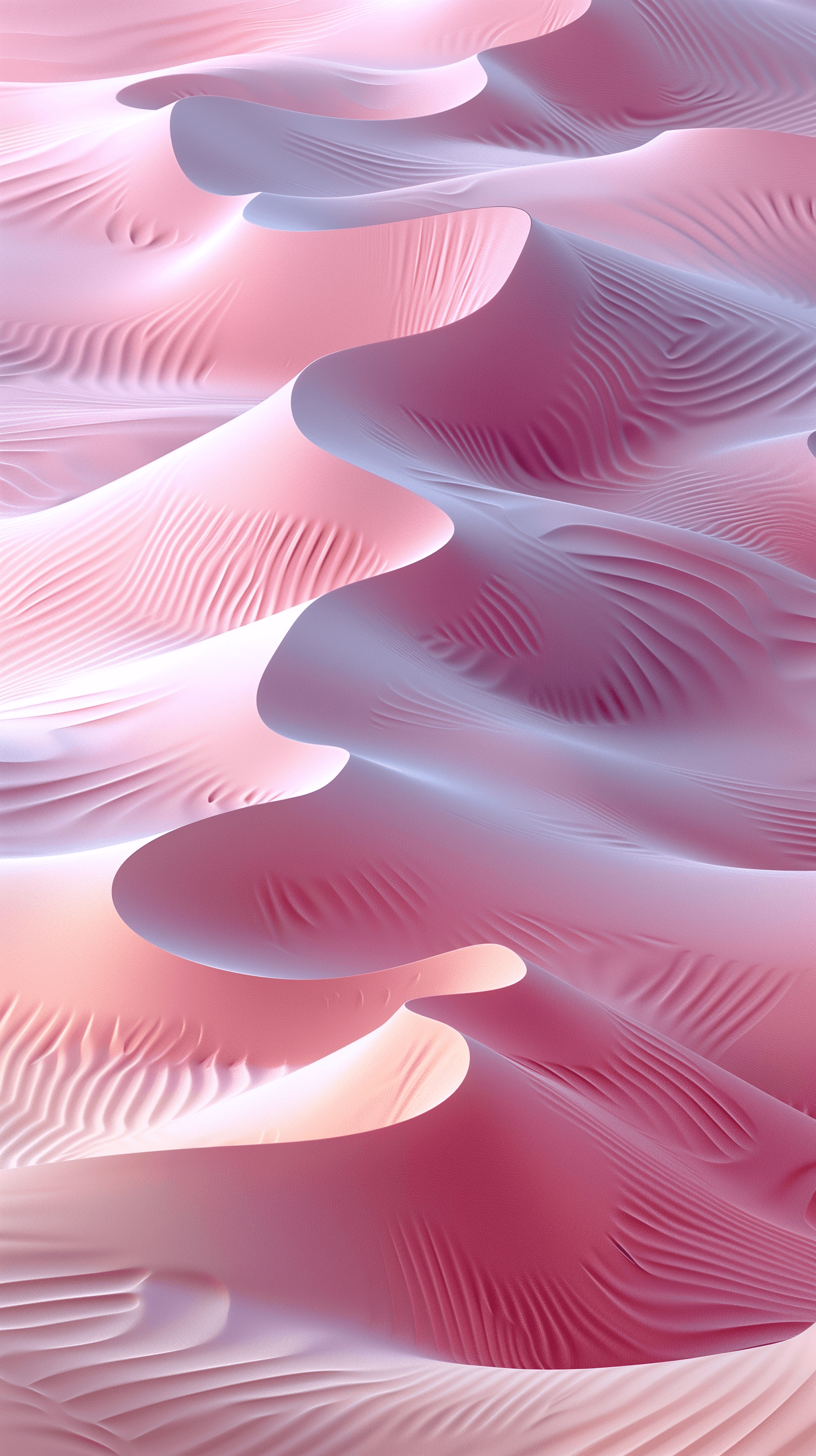 AI generated: abstract digital art, desert dunes and sand ripple textures on a dusky rose background, undulating c...
