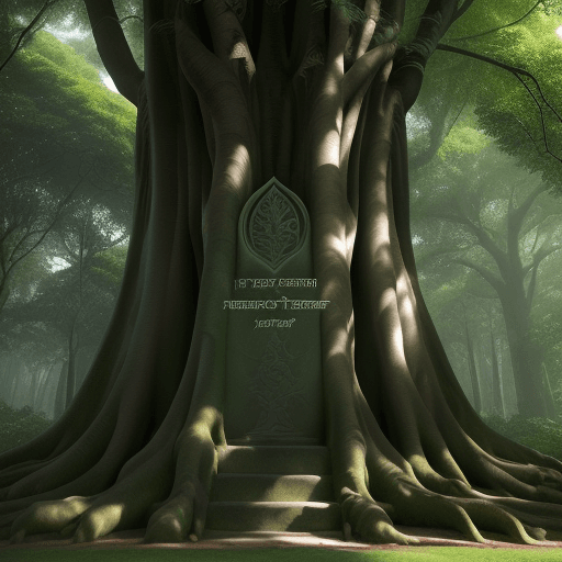 AI generated: Create an image of an imposing tree, with a thick and robust trunk. The branches of the tree are cov...