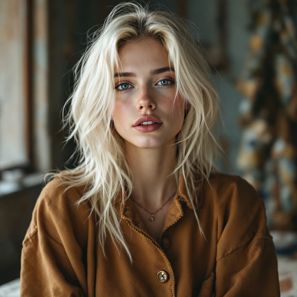 AI generated: white skin blonde with skinny hot face