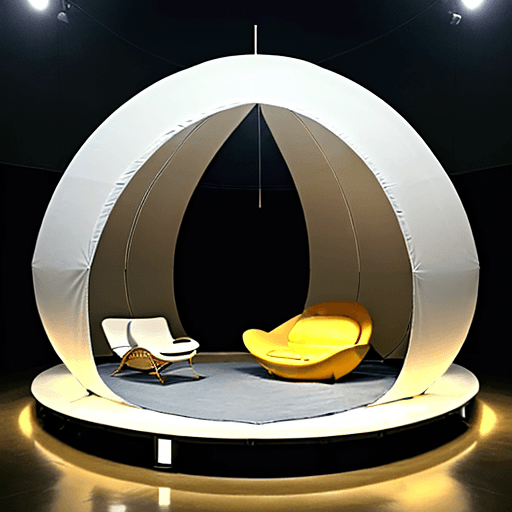 AI generated: an architectural structure in the shape of an egg, it uses a frame creating a circle at the base and...