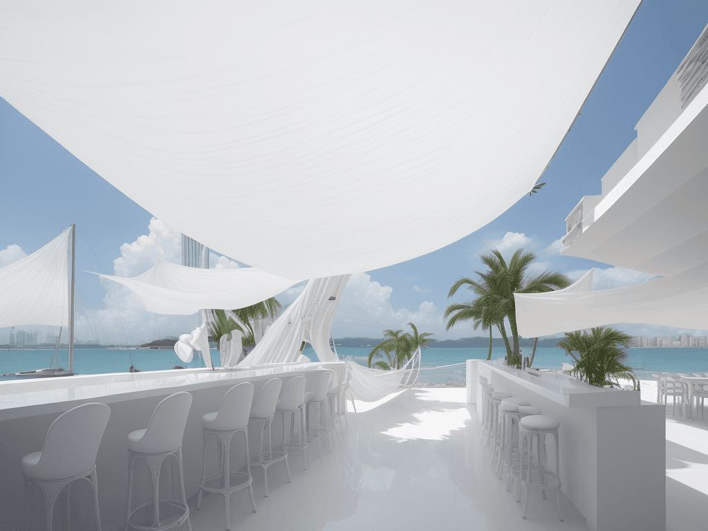 AI generated: Imagine a hyper-realistic portrayal of a contemporary gastro-bar located in the vibrant Cartagena re...