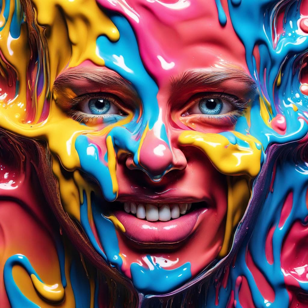 AI generated: splash art, a liquid portrait of a Malteser face made of colours, splash style of colourful paint, i...