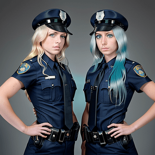 AI generated: young; caucasian; serious; modelesque Officers Ariel Bellingham and Allison Pierz of the Miltona Pol...