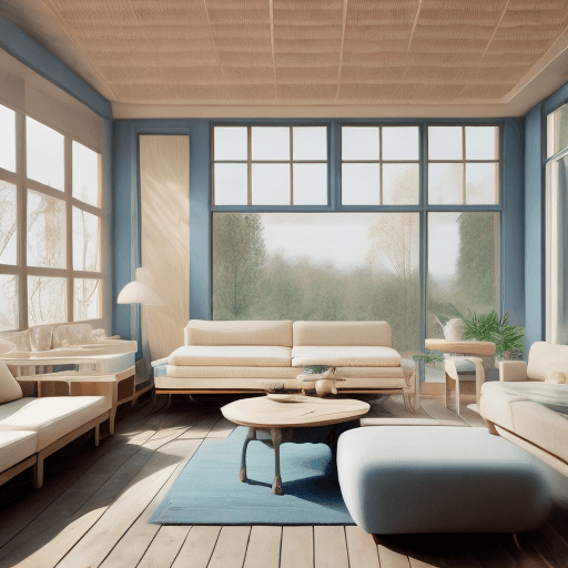AI generated: High resolution photography interior design, dreamy sunken living room conversation pit, wooden floo...