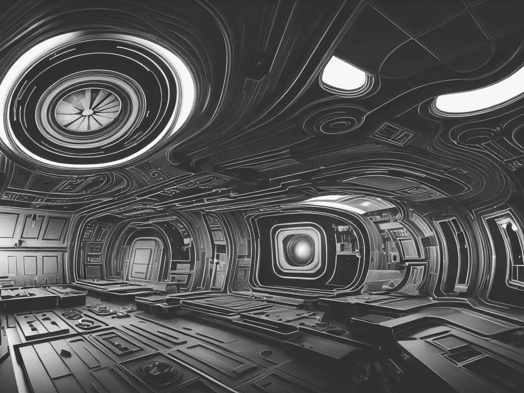 AI generated: A 35mm photography of a highly detailed interior of a starship, full size, sativa, day time, macro, ...