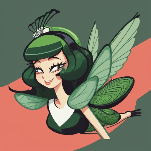 AI generated: Craft a mesmerizing vector illustration portraying very happy, gentle and tender green mosquito with...