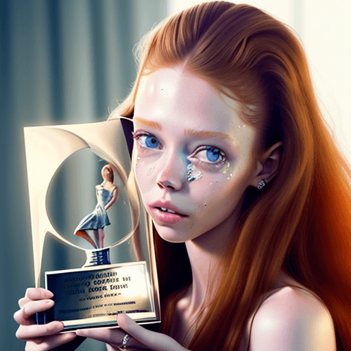 AI generated: Beautiful model Natalie westling tears up after receiving the girl of the year award