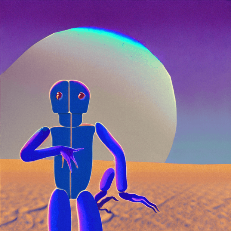 AI generated: album cover illustration of a strange mysterious desolate desert with blue sand , painting like ,blu...