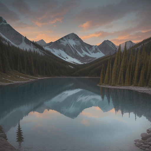 AI generated: Emerald Lake::0.3 fairy pools::0.5 archival fine-art print of a misty sunset alpine landscape photog...