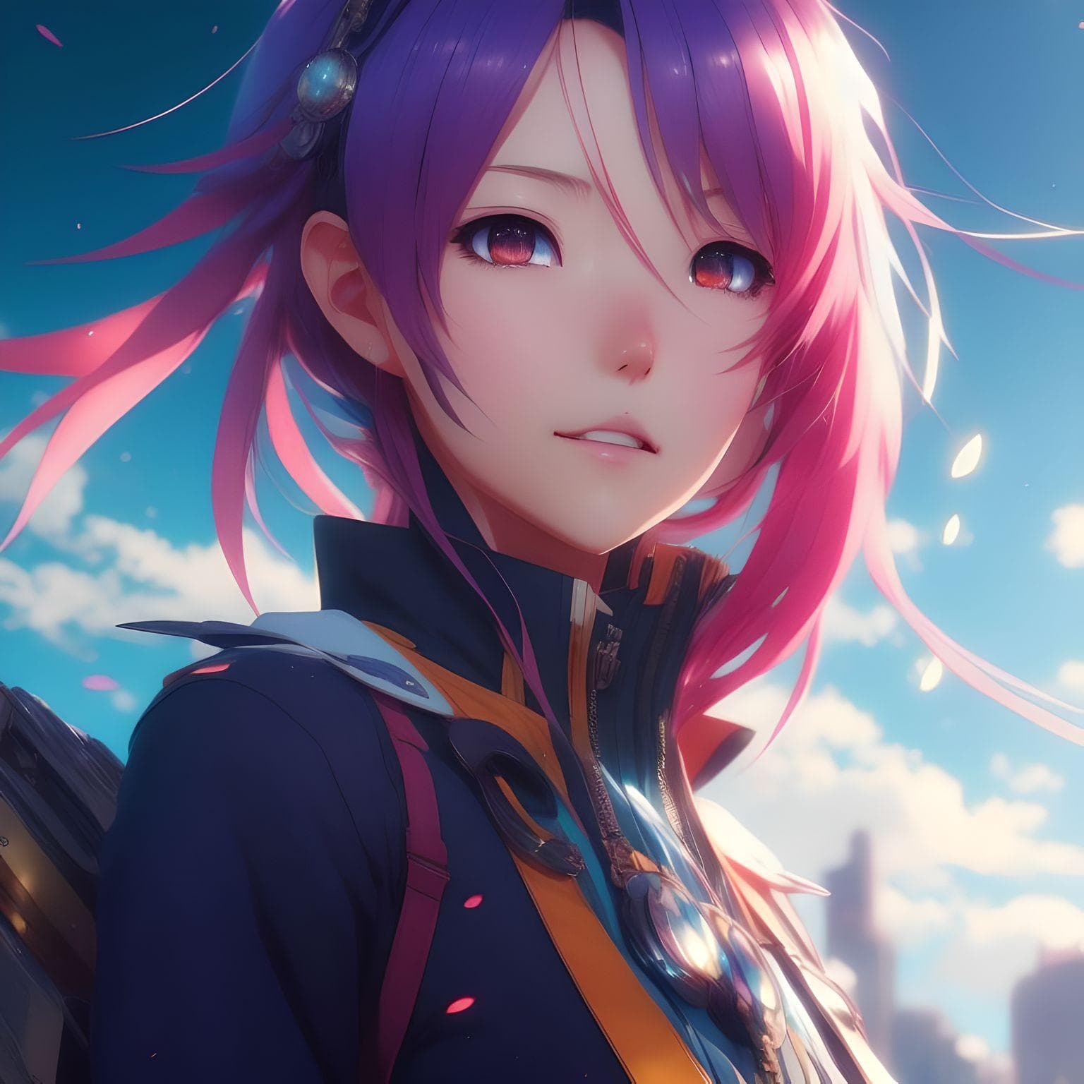 AI generated: anime girl with colorful hair and a colorful dress, rossdraws pastel vibrant, rossdraws cartoon vibr...