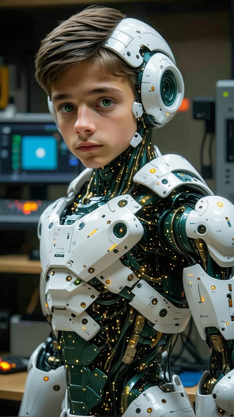 AI generated: exceptionally beautiful tween boy, artificial intelligence robot, (futuristic),(masterpiece), (reali...