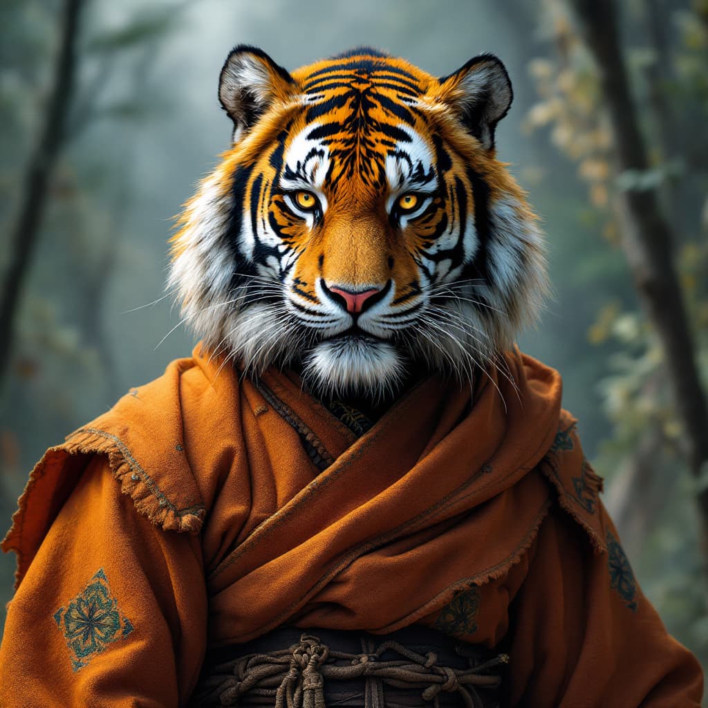 AI generated: tiger in human form, dressed in kimano