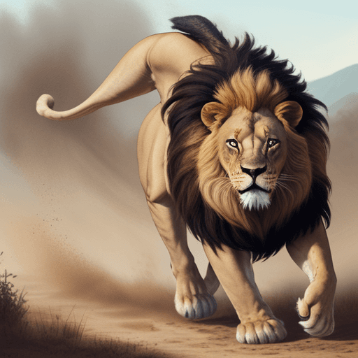 AI generated: Lion pursuing a man