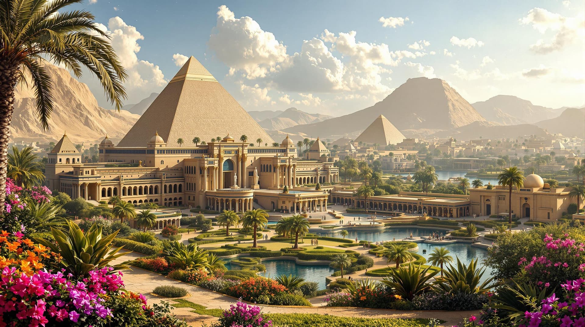 AI generated: a higly detailed photo of the ancient egypt capitol (in the year 300BC) a overview picture of the ro...