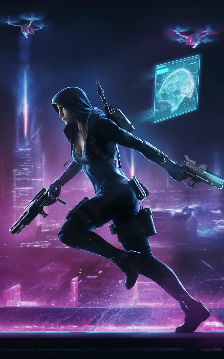 AI generated: Cybernetic assassin carrying out a hit job