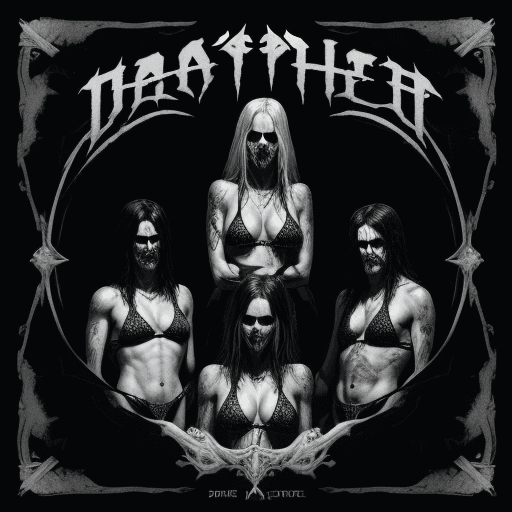 AI generated: hot bikini affiche album style ghost metal band dark ""nom du groupe "terme" en haut ""
