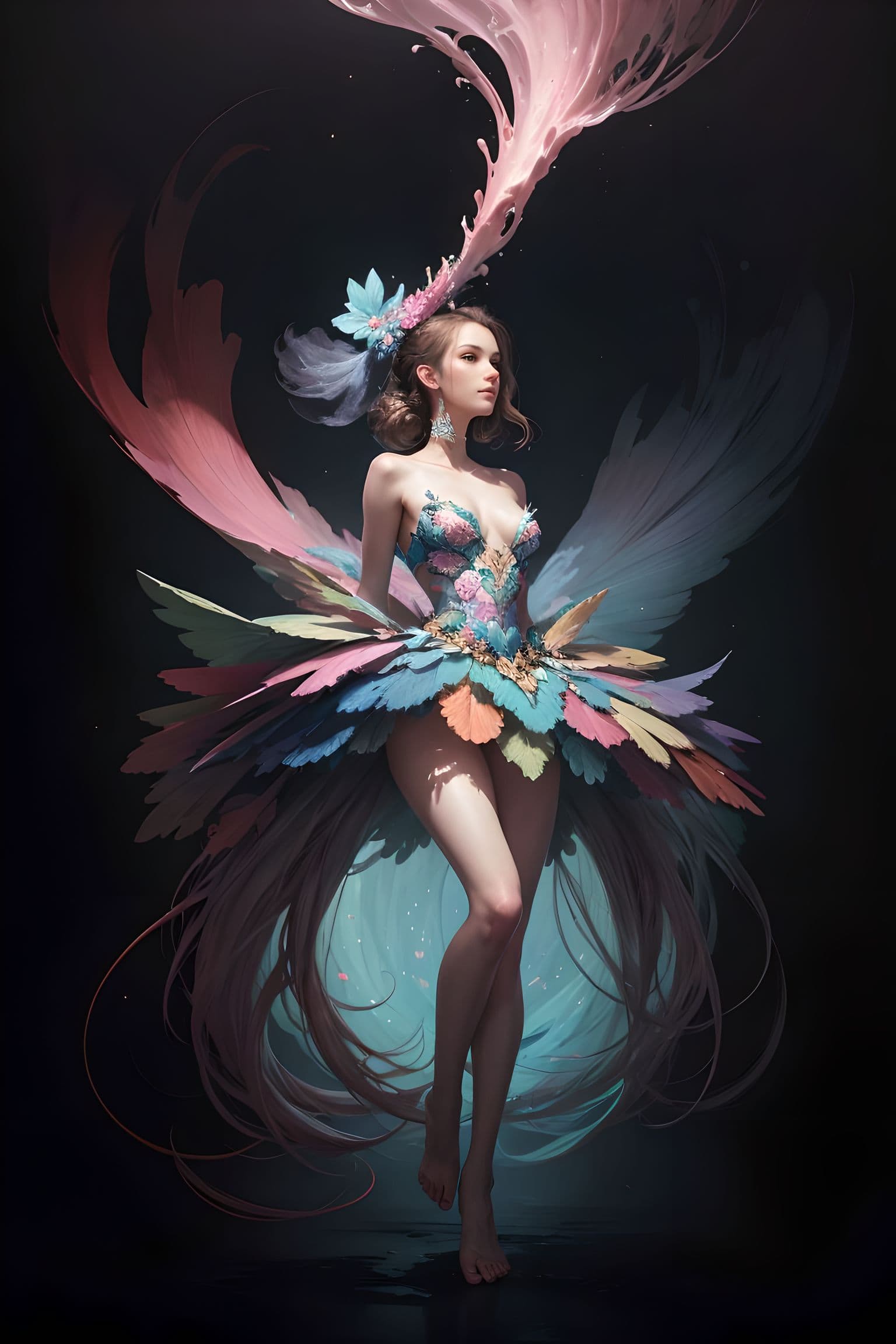 AI generated: style parody={Official artwork}, Fluttering Dress, best quality, digital painting, extremely smooth,...