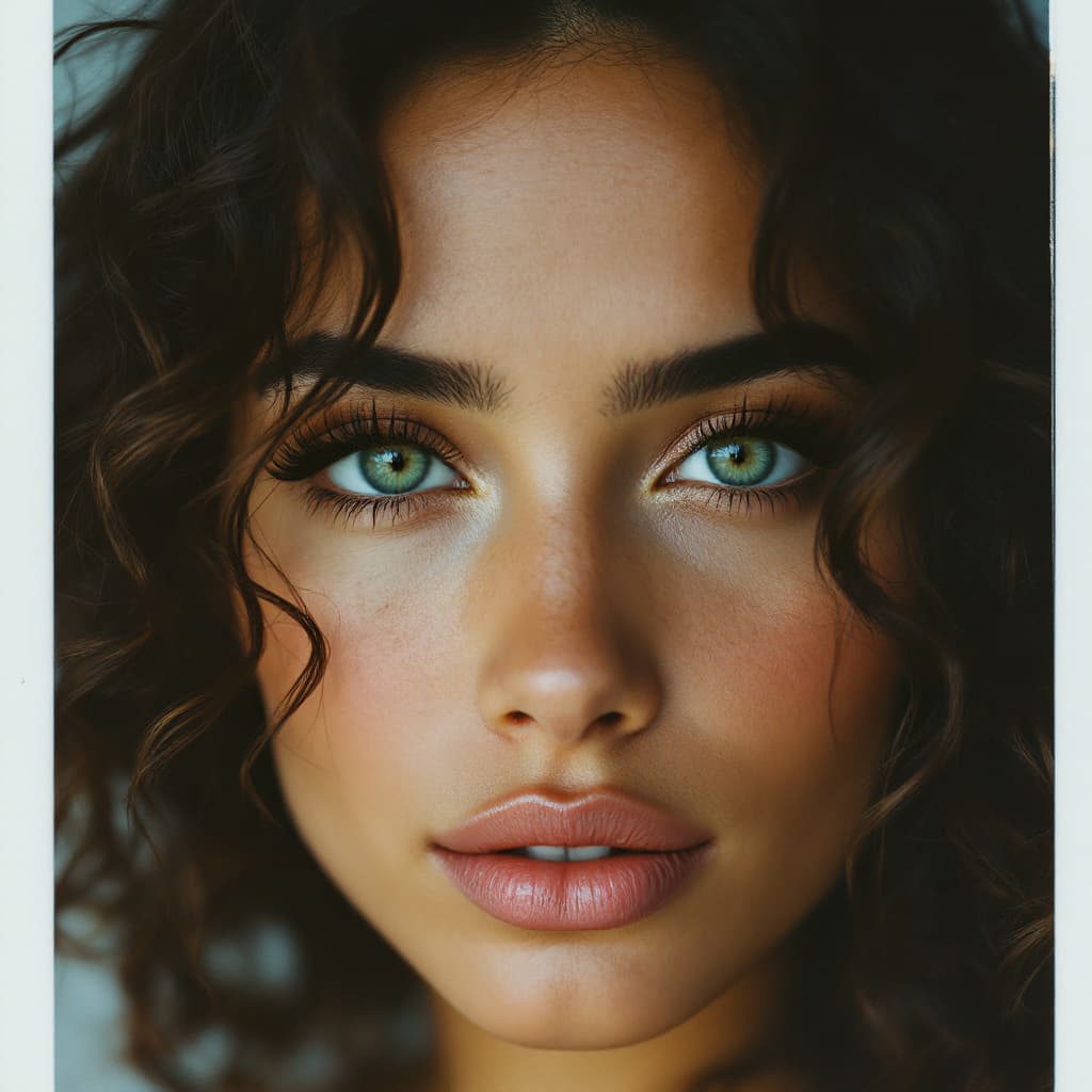 AI generated: /imagine prompt: polaroid close-up portrait of a 24-year-old Mizo-Lebanese woman with exotic beauty ...