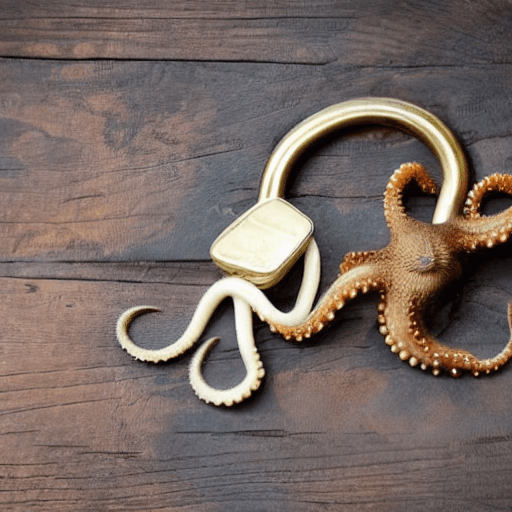 AI generated: Octopus with a padlock beetwen the tentacles

