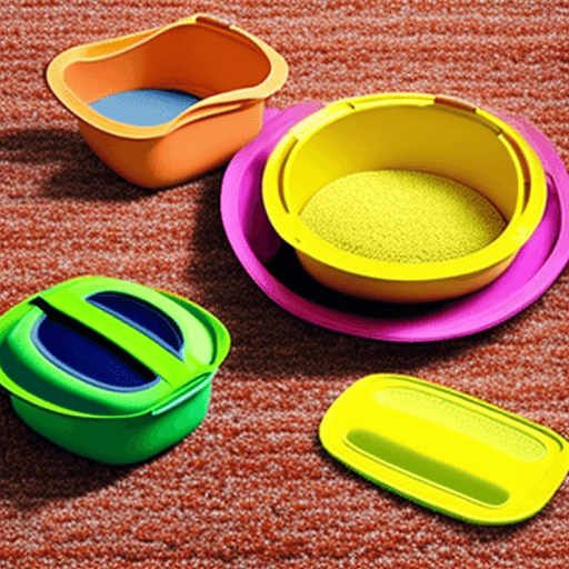 AI generated: tupperware bowls on carpet. Rays of sunshine.

