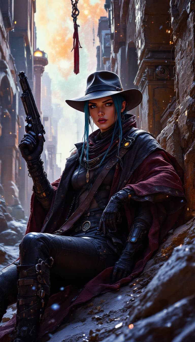 AI generated: galaxy cybergoth Indiana Jones by Vladimir Matyukhin --ar 800:1600 --v 5.1 --style raw