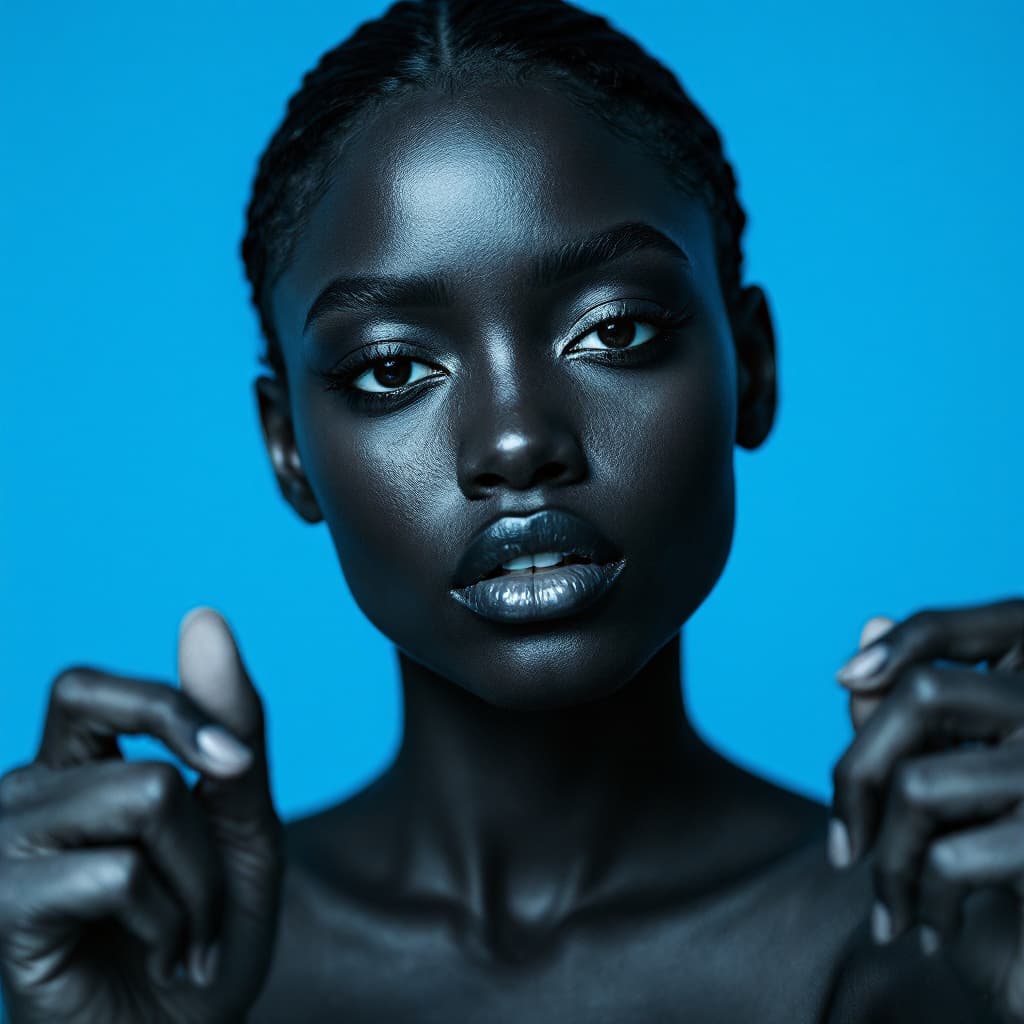 AI generated: Photography, Concept Portrait, Candid Shot, Model in Black and White and Color Background, Upper Bod...