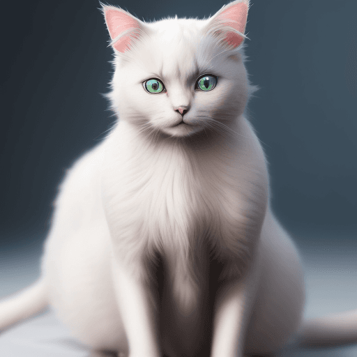 AI generated: “A cinematic image of a cat in formal wear. The cat has long, soft white hair. Her eyes are bright b...