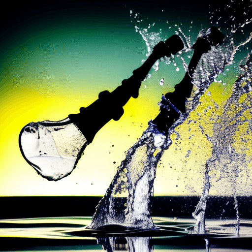 AI generated: water being thrown out from left to right of the image.  silhouette.