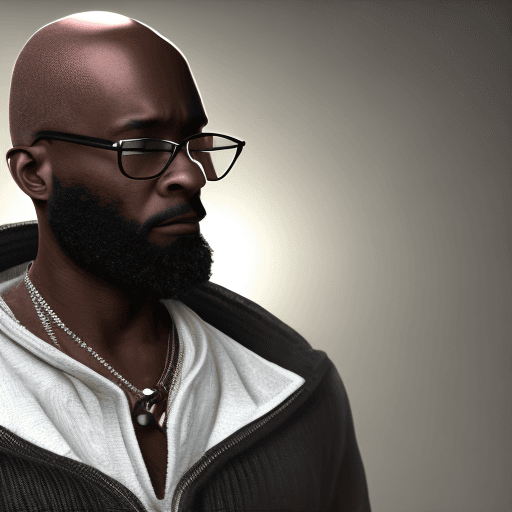 AI generated: "Imagine an ultra-detailed, ultra-realistic 8K cinematic image: In the center, a dark-skinned bald A...
