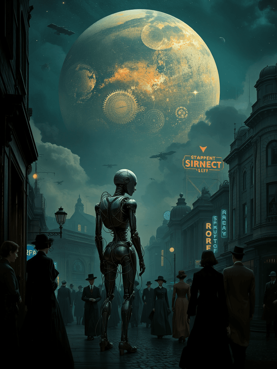 AI generated: A vintage Edwardian landscape featuring finely dress females and males in rich elite Edwardian garme...
