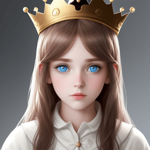 AI generated: A girl  with a white crown on her head, the girl is 28 years old, she has blue eyes and brown hair