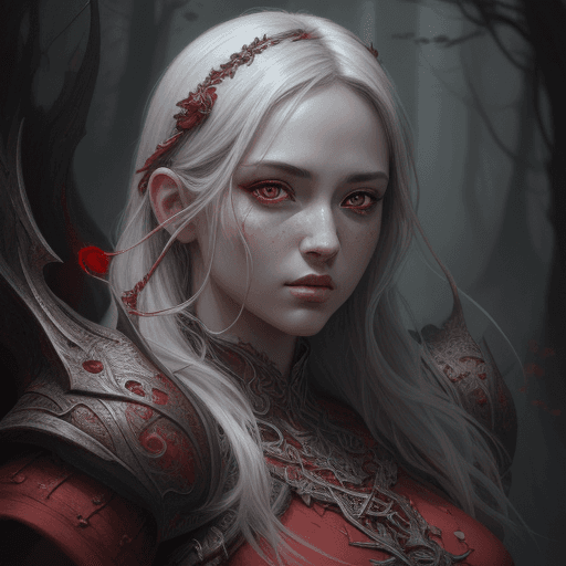 AI generated: painting, fantasy, in the style of realistic hyper-detailed rendering, dark white and red, 32k uhd, ...