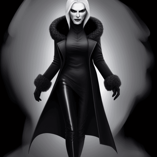 AI generated: evil woman in a furcoat