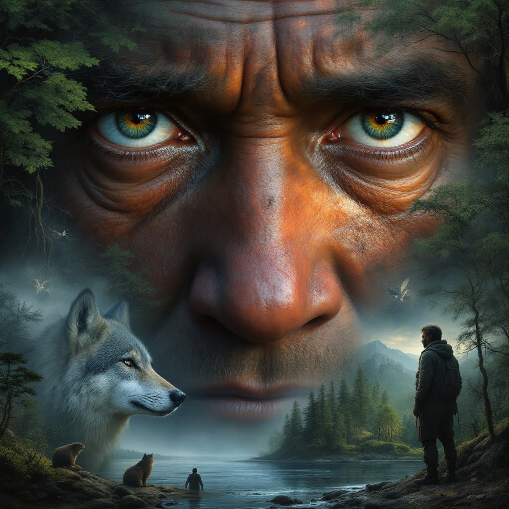 AI generated: digital painting, ultra realistic, very detailed eyes of an old Australian aborigines, sergio Leone ...