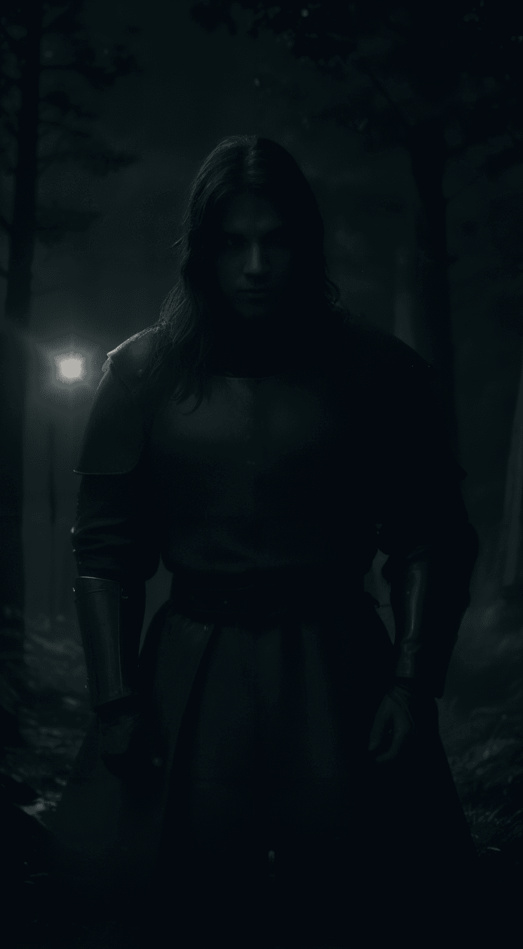 AI generated: Create an image of a male medieval soldier wearing heavy armor. amidst a black swirling vortex in a ...