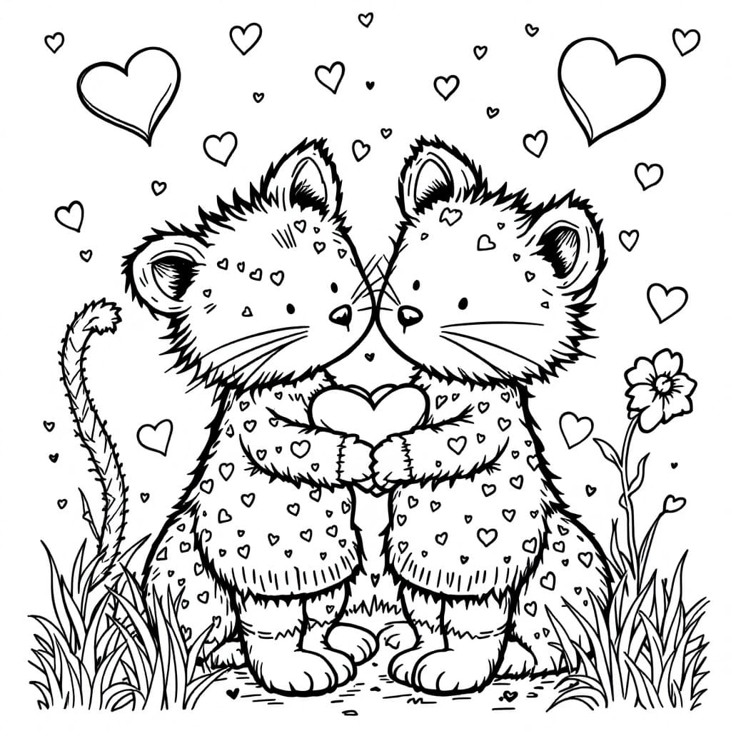AI generated: cute valetine's day coloring page