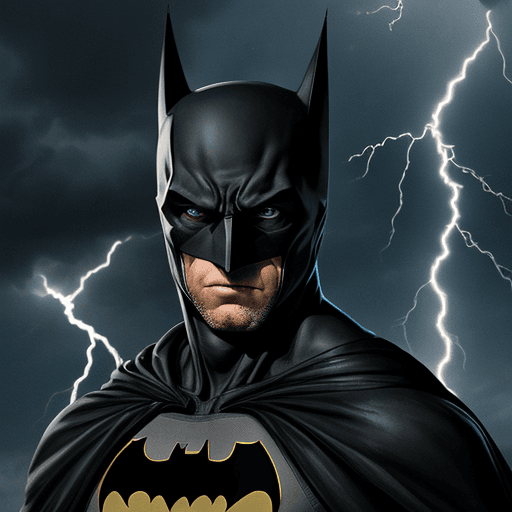 AI generated: batman with lightning eyes
