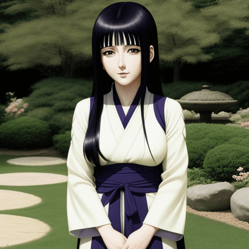 AI generated: Beautiful hinata hyuga standing in garden
