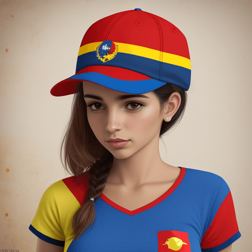 AI generated: gallo pinto, colorido, enmarcado, bandera de venezuela, diseño para franela, diseño para gorra