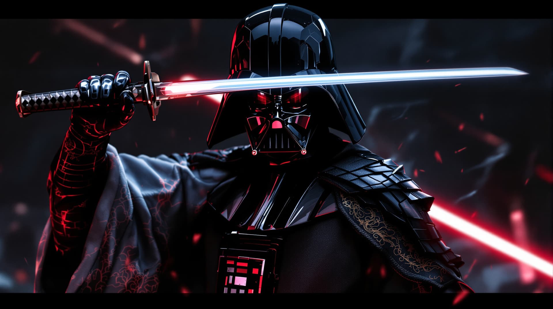 AI generated: image is a high-resolution,spectacular   Star Wars perfect cinematic portrait with a Japanese feudal...