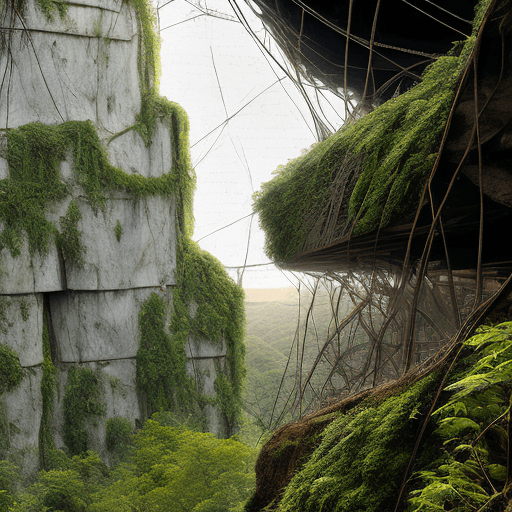 AI generated: Nestled against a towering, sheer cliff face, a gargantuan, rusted metal city dominates the scene. V...