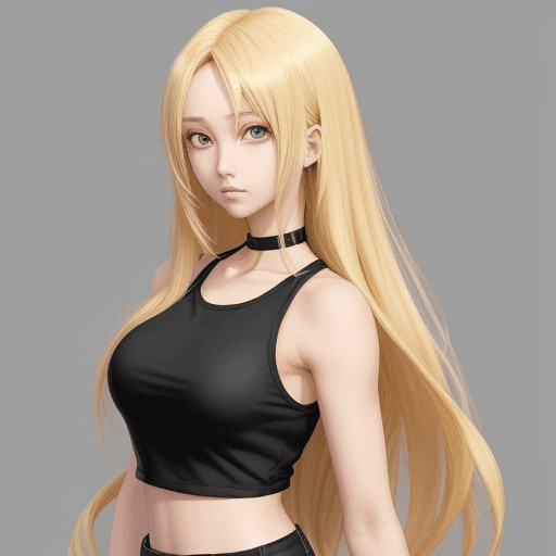 AI generated: hot anime girl blonde long hair crop top beautiful young